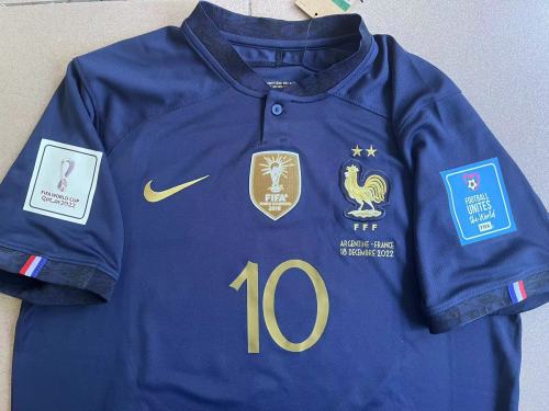 with Final Lettering+Golden FIFA+World Cup Patch Retro Jersey 2022 France Home Soccer Jersey