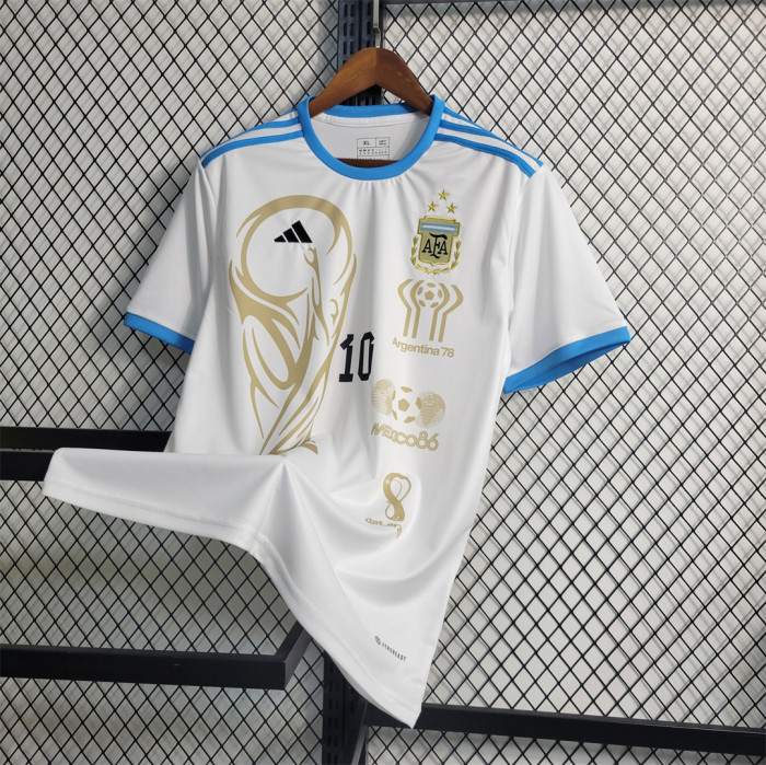 Fans Version 2023 Argentina White Champions Version Soccer Jersey
