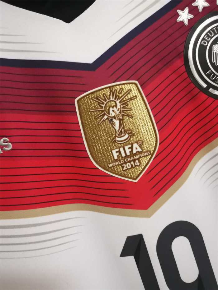 with 4 Stars+Golden FIFA+World Cup Patch Retro Jersey 2014 Germany GOTZE 19 Home Soccer Jersey