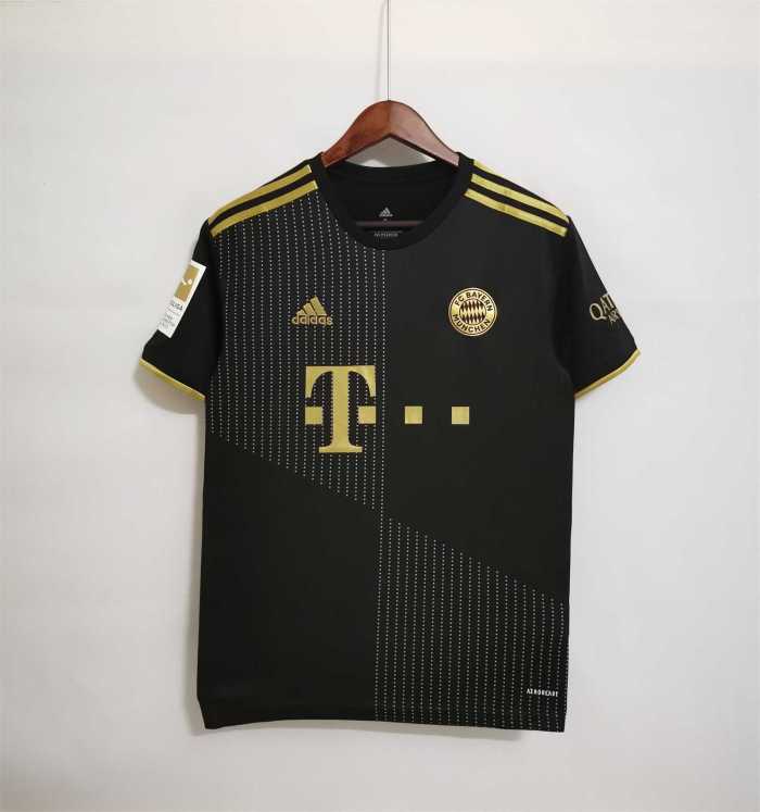 with Bundesliga Patch Retro Jersey 2021-2022 Bayern Munich LEWANDOWSKI 9 Away Black Soccer Jersey