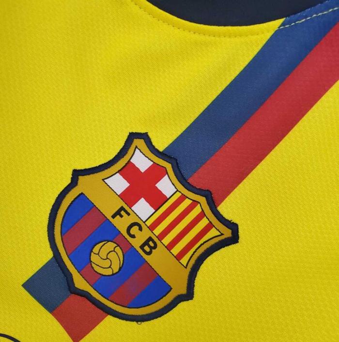 Retro Jersey 2008-2009 Barcelona Away Yellow Soccer Jersey Vintage Football Shirt