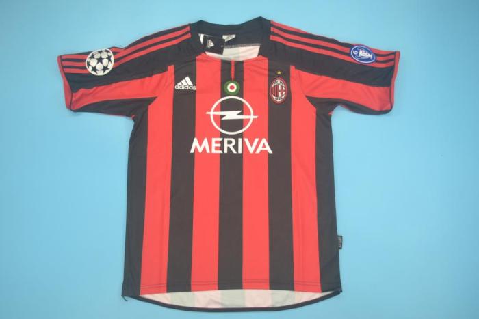 with Coppa Italia+UCL Patch Retro Jersey 2003-2004 Ac Milan Home Soccer Jersey