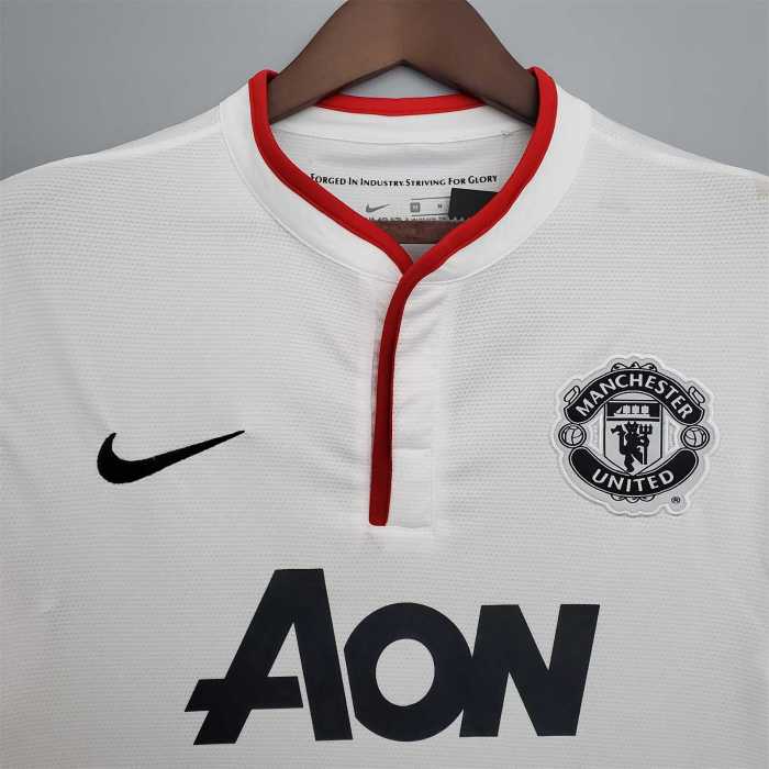 Retro Jersey 2013-2014 Manchester United Away White Soccer Jersey Vintage Football Shirt