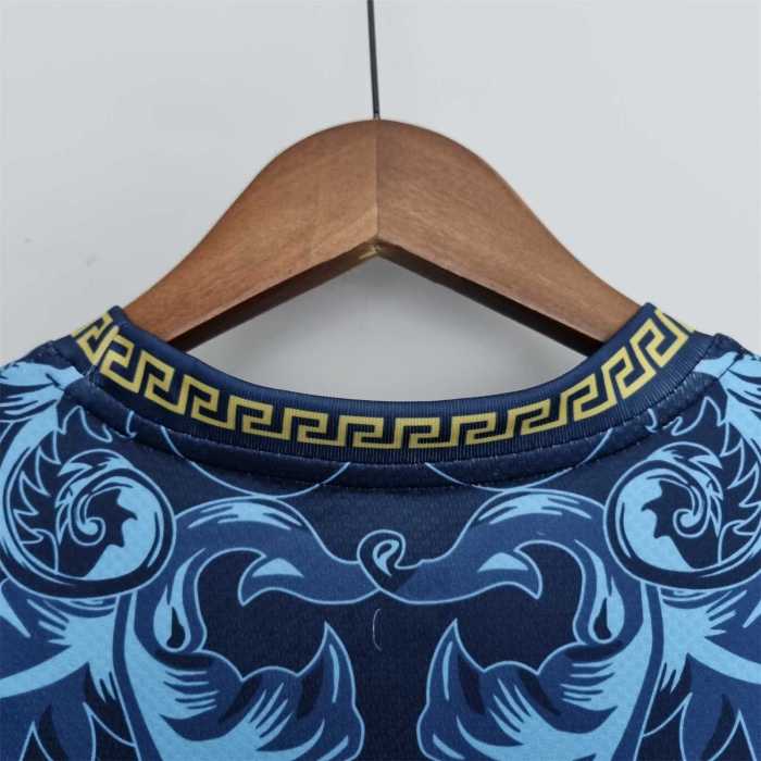 Fans Version 2022 Italy x Versace Blue Soccer Jerjsey