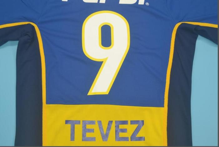 Retro Jersey 2002-2003 Boca Juniors 9 TEVEZ Home Soccer Jersey Vintage Football Shirt