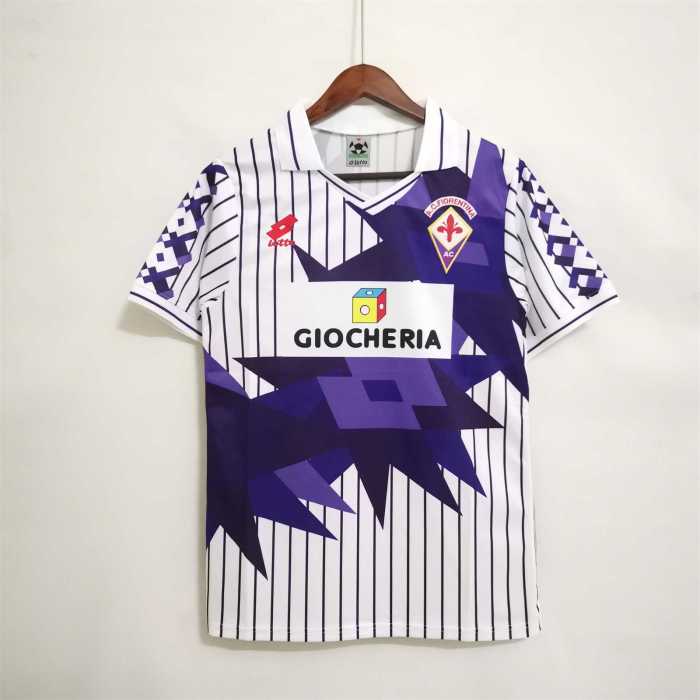 Retro Jersey 1991-1992 Fiorentina Away White Soccer Jersey Vintage Football Shirt
