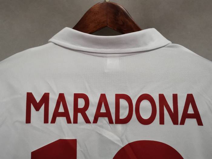 Retro Jersey 1987-1988 Calcio Napoli MARADONA 10 Away White Soccer Jersey