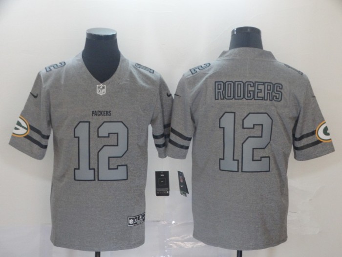 Green Bay Packers 12 RODGERS 2019 Gray Gridiron Gray Vapor Untouchable Limited Jersey