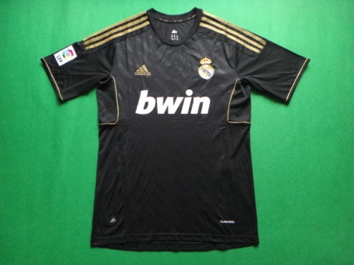 with LFP Patch Retro Jersey 2011-2012 Real Madrid Away Black Soccer Jersey Vintage Football Shirt