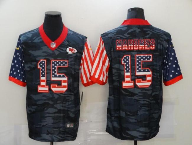 Kansas City Chiefs 15 MAHOMES Black Camo USA Flag Limited Jersey