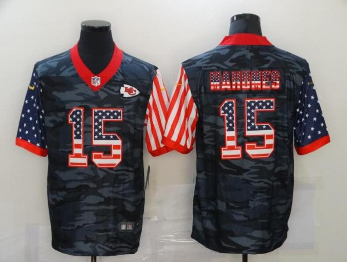 Kansas City Chiefs 15 MAHOMES Black Camo USA Flag Limited Jersey