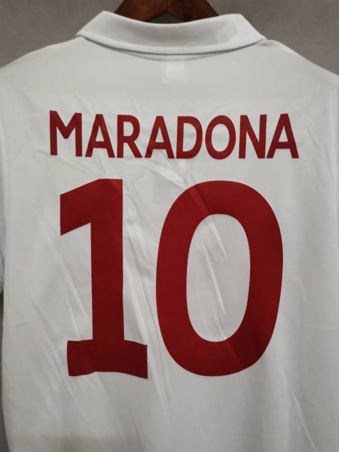 Retro Jersey 1987-1988 Calcio Napoli MARADONA 10 Away White Soccer Jersey