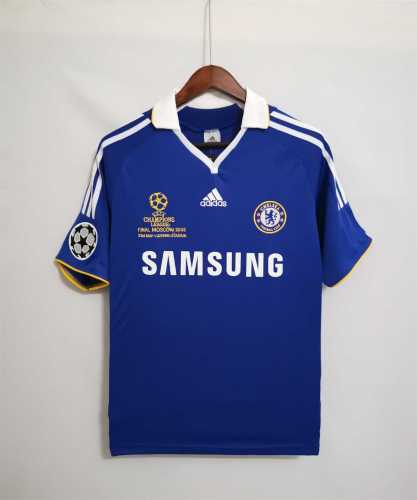 with Front Lettering+UCL Patch Retro Jersey 2008-2009 Chelsea Champions League Home Blue Soccer Jersey