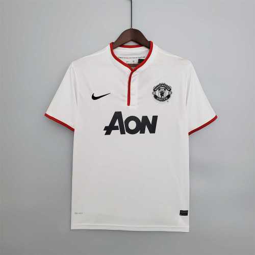 Retro Jersey 2013-2014 Manchester United Away White Soccer Jersey Vintage Football Shirt