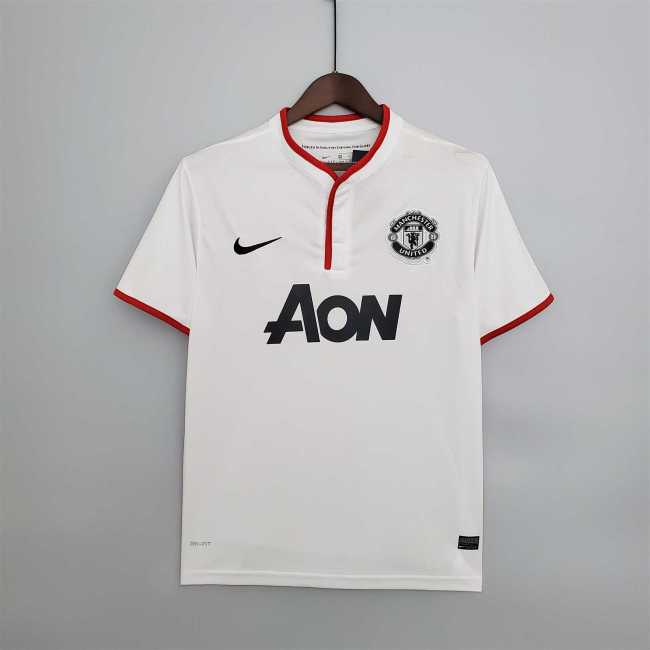 Retro Jersey 2013-2014 Manchester United Away White Soccer Jersey Vintage Football Shirt