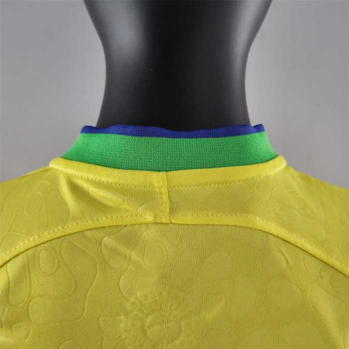 Retro Youth Uniform 2022 World Cup Brazil Home Soccer Jersey Shorts Child Vintage Football Kit