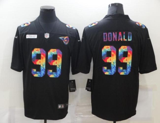Los Angeles Rams 99 DONALD Black Vapor Untouchable Rainbow Limited Jersey