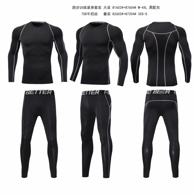 #81602 87604 Black/Grey Running Training Uniform
