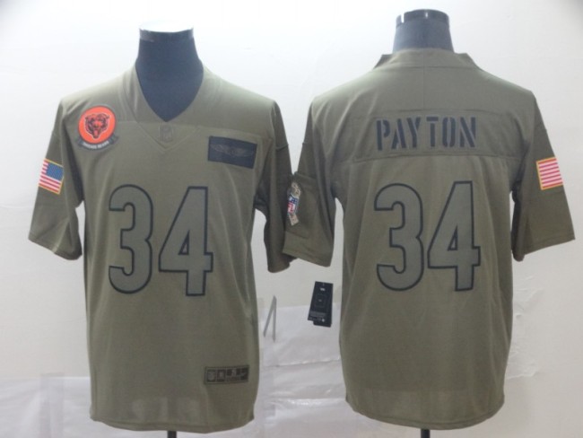 Chicago Bears 34 Walter Payton 2019 Olive Salute To Service Limited Jersey