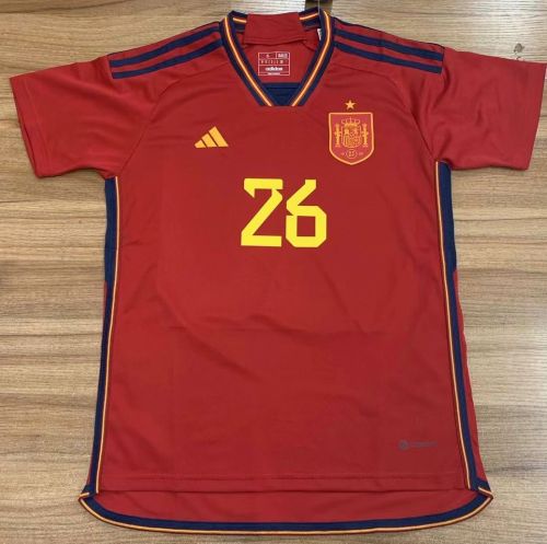 Fans Version 2022 World Cup Spain 26 PEDRI Home Soccer Jersey