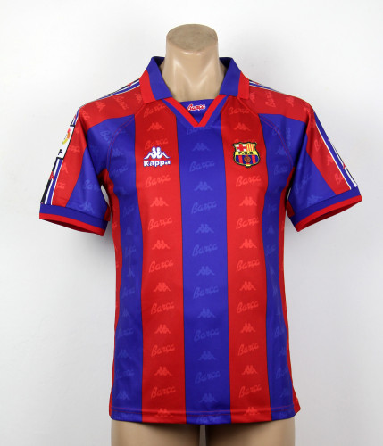 with LFP Patch Retro Jersey 1996-1997 Barcelona Home Soccer Jersey Vintage Football Shirt
