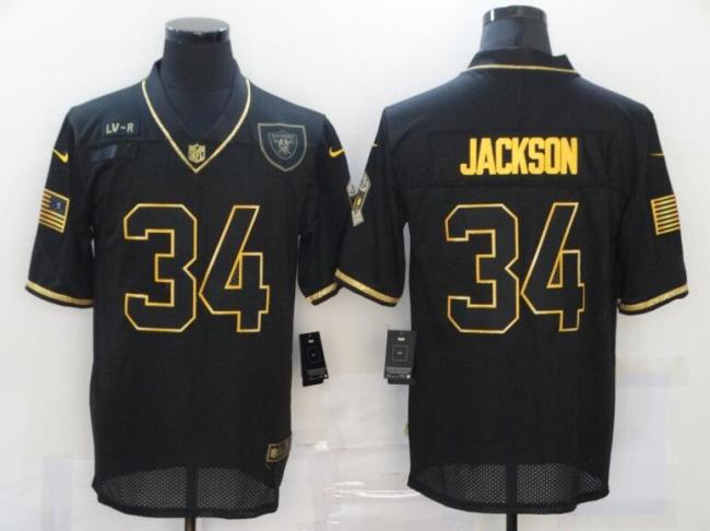 Raiders 34 Bo Jackson Black Gold 2020 Salute To Service Limited Jersey