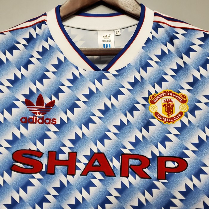 Retro Jersey 1990-1992 Manchester United Away Blue Soccer Jersey Vintage Football Shirt