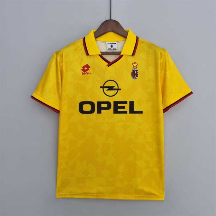 Retro Jersey 1995-1996 AC Milan WEAH 9 Third Away Yellow Soccer Jersey Vintage Football Shirt