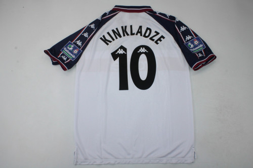 with Patch Retro Jersey 1997-1998 Manchester City KINKLADZE 10 Away White Soccer Jersey