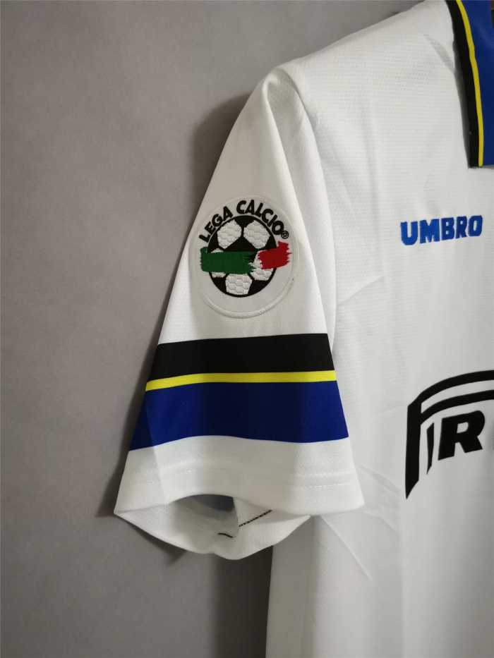 with Serie A Patch Retro Jersey 1997-1998 Inter Milan RECOBA 20 Away White Soccer Jersey