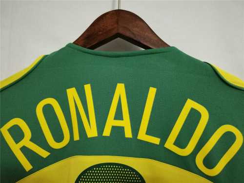 Retro Jersey 2004 Brazil RONALDO 9 Home Soccer Jersey Vintage Brasil Camisetas de Futbol