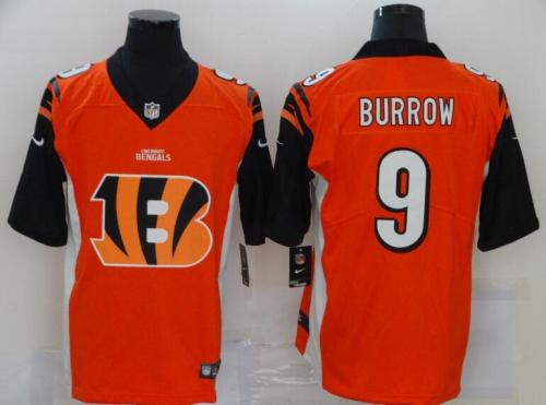 Cincinnati Bengals 9 Joe Burrow Orange Team Big Logo Number Vapor Untouchable Limited Jersey
