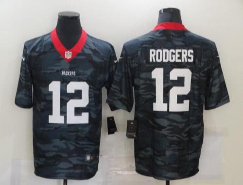 Green Bay Packers 12 RODGERS Black Camo 2020 Salute To Service Limited Jersey