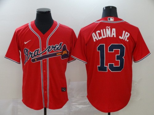 Atlanta Braves 13 ACUNA JR. Red 2020 Cool Base Jersey