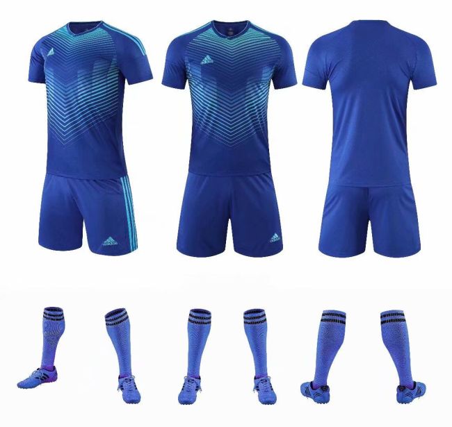 XBJ-AFX-802# Color Blue Tracking Suit Adult Uniform Soccer Jersey Shorts