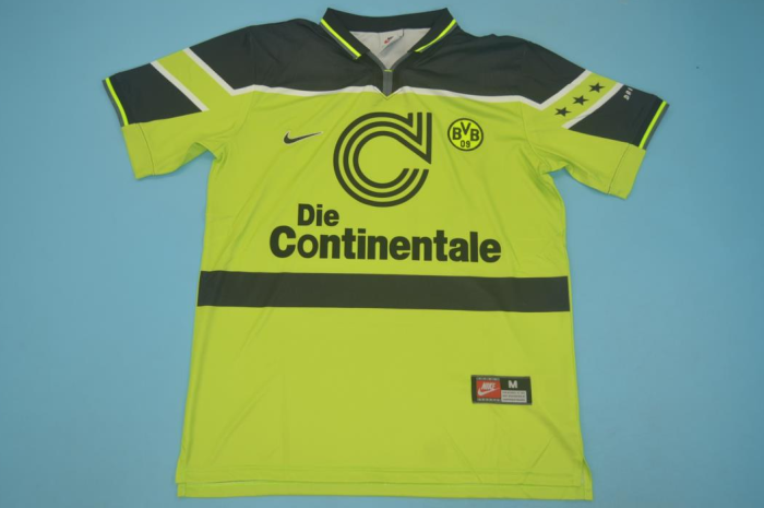 with Back Lettering Retro Jersey 1996-1997 Borussia Dortmund 10 MOLLER UCL Version Yellow Soccer Jersey