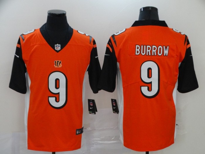 Cincinnati Bengals 9 Joe Burrow Orange Black 2020 NFL Draft First Round Pick Vapor Untouchable Limited Jersey