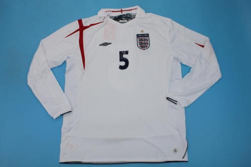 Retro Jersey Long Sleeve 2006 England FERDINAND 5 Home Soccer Jersey