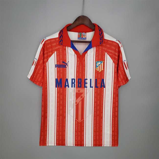 Retro Jersey 1995-1996 Atletico Madrid Home Soccer Jersey Vintage Football Shirt