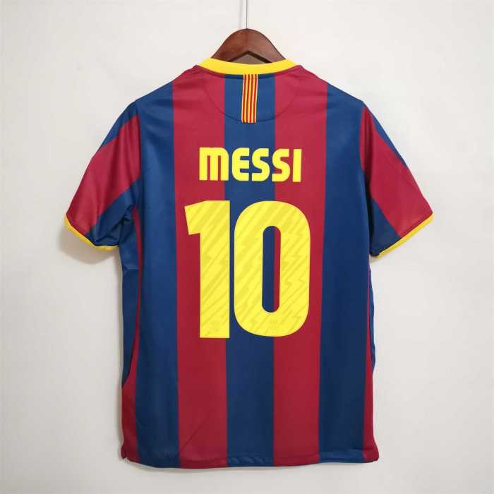 with Front lettering UCL Patch Retro Jersey 2010-2011 Barcelona MESSI 10 Home Soccer Jersey