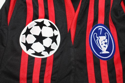 with UCL Patch Retro AC Maillot 2007-2008 AC Milan 3rd Away Black Soccer Jersey