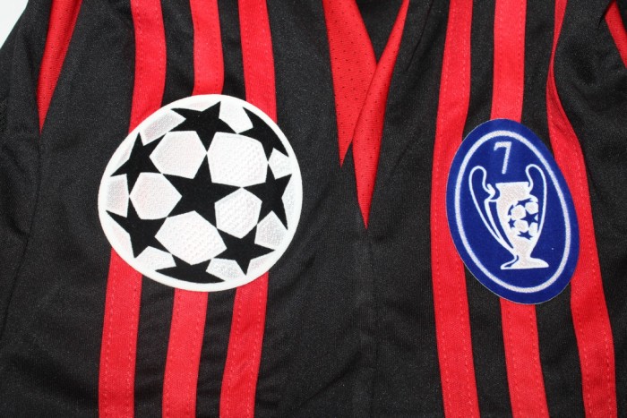 with UCL Patch Retro AC Maillot 2007-2008 AC Milan 3rd Away Black Soccer Jersey