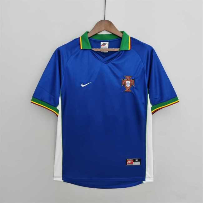 Retro Jersey 1998 Portugal Away Blue Soccer Jersey Vintage Football Shirt