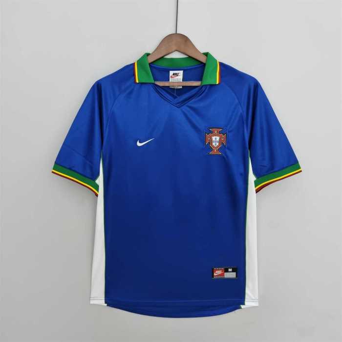 Retro Jersey 1998 Portugal Away Blue Soccer Jersey Vintage Football Shirt