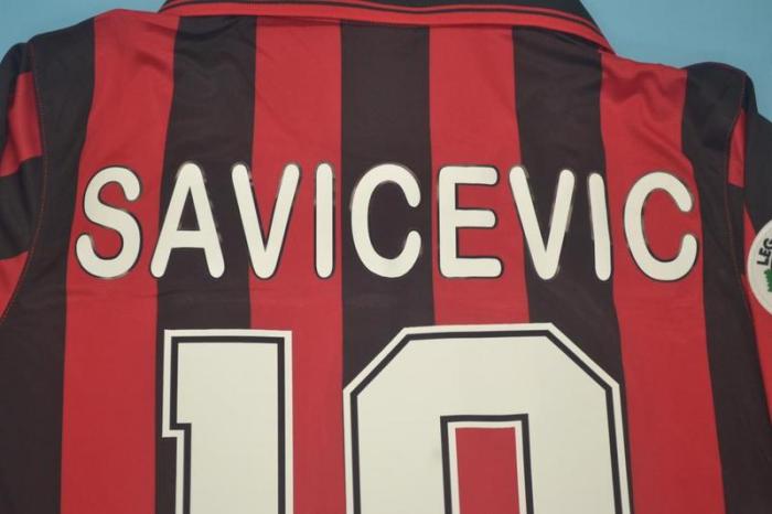 with Serie A Patch Retro Jersey 1996-1997 AC Milan 10 SAVICEVIC Home Soccer Jersey