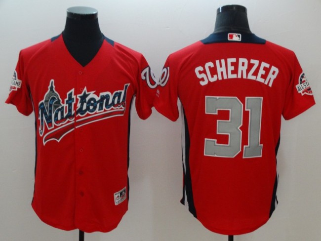 Washington Nationals 31 SCHERZER Red MLB Base Jersey