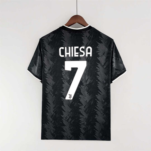Fans Version 2022-2023 Juventus CHIESA 7 Away Black Soccer Jersey