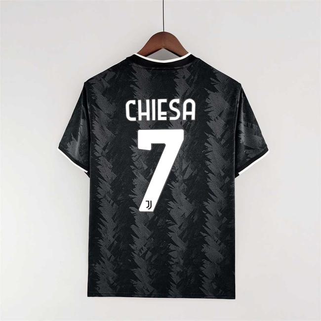 Fans Version 2022-2023 Juventus CHIESA 7 Away Black Soccer Jersey