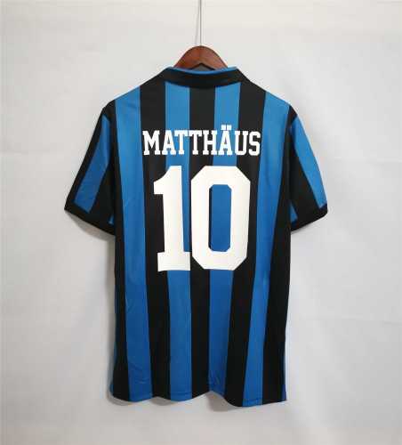 with Serie A Patch Retro Jersey 1988-1990 Inter Milan MATTHAUS 10 Home Soccer Jersey