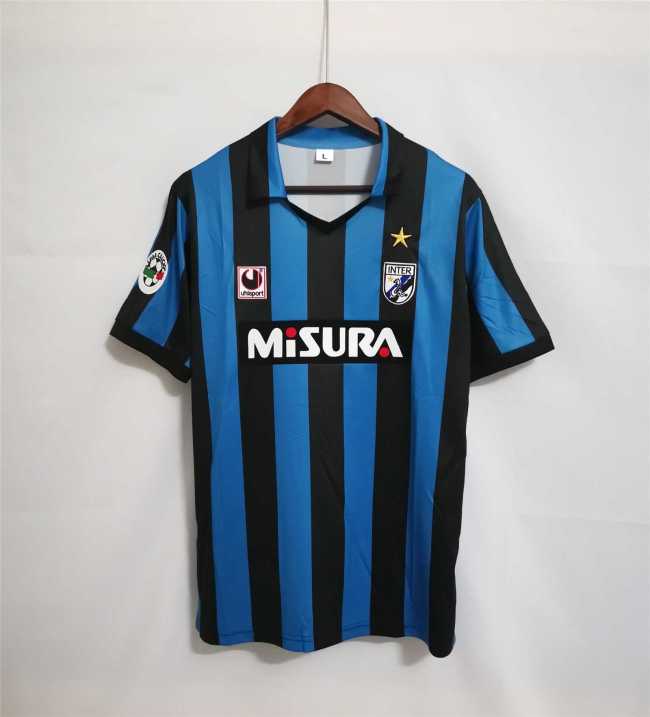 with Serie A Patch Retro Jersey 1988-1990 Inter Milan Home Soccer Jersey